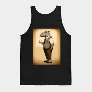 Funny Hipster Hippo Tank Top